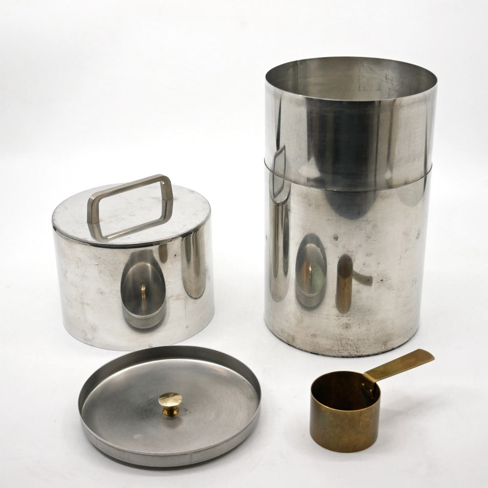 開化堂 Kaikado 珈琲缶 保存容器 300g ブリキ製 真鍮スプーン付 箱付 京都 伝統工芸 定価41,800円 ●