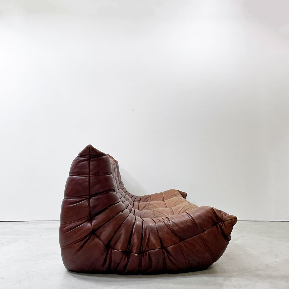 リーンロゼ ligne roset トーゴ TOGO 3Pソファ 3人掛けソファ 3シーター 本革 ブラウン ミッシェル・デュカロワ Michel Ducaroy ●