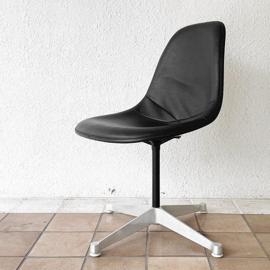 ハーマンミラー Herman Miller サイドシェルチェア モダンファニチャーセールス FRP製 合皮 ブラック コントラクトベース C&R イームズ ◇