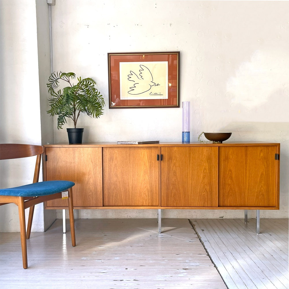 ノル Knoll ビンテージ クレデンザ Credenza サイドボード ウォールナット レザーハンドル フローレンス・ノール Florence Knoll ミッドセンチュリー ★