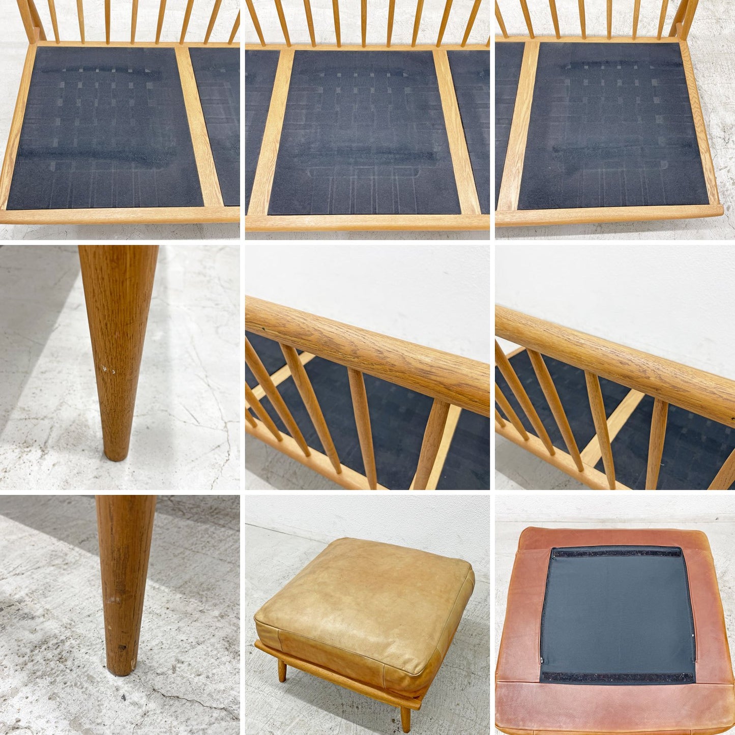 モモナチュラル Momo Natural クラウド CLOUD 3Pソファ 3人掛け & オットマン レザーシート 本革 オーク無垢材 フェザー×ウレタンクッション 〓