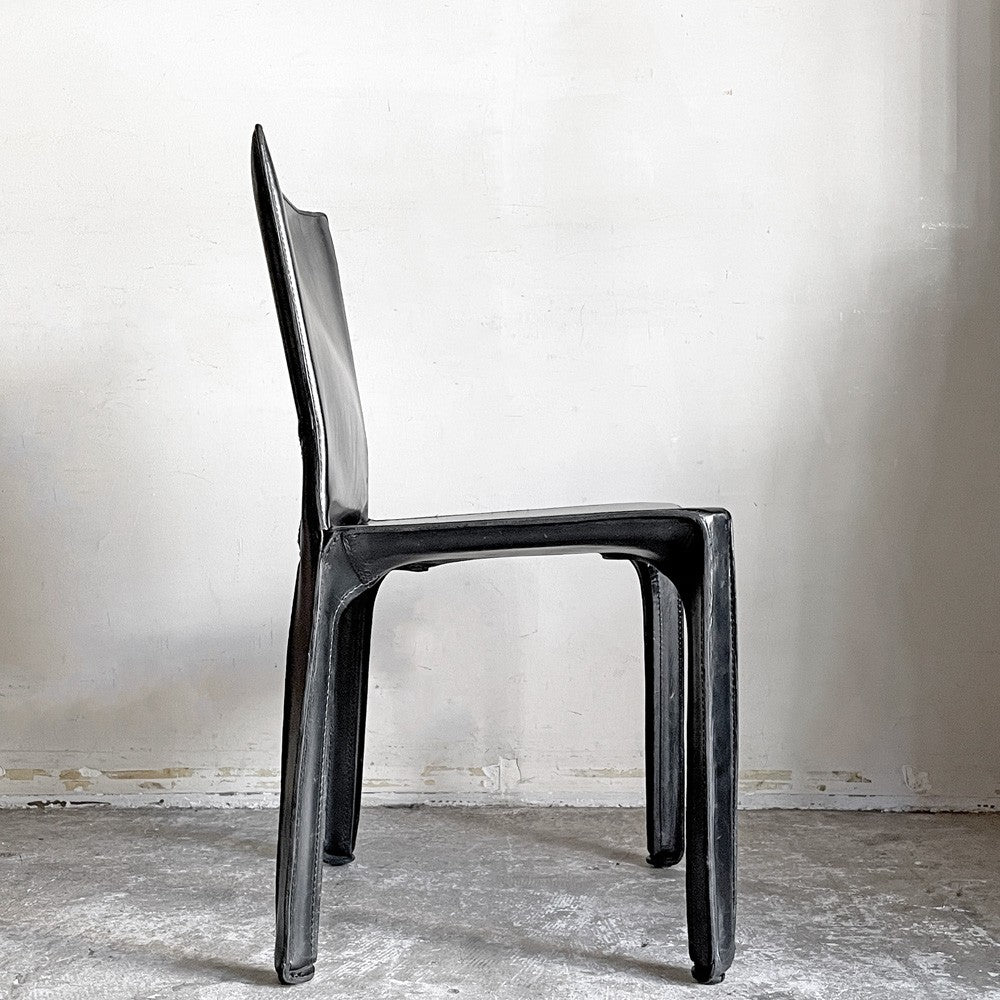 カッシーナ Cassina キャブチェア 412 CAB CHAIR アームレス 本革 ブラック マリオ・ベリーニ MoMA イタリアンモダン ■