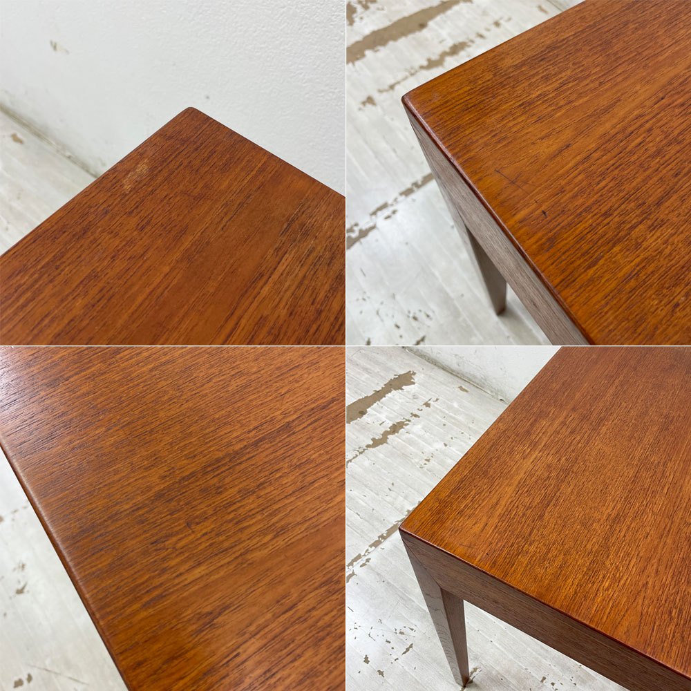 ビンテージ Vintaga チーク材 ダイニングテーブル サイドテーブル ボックス天板 北欧デザイン W74.5cm ●
