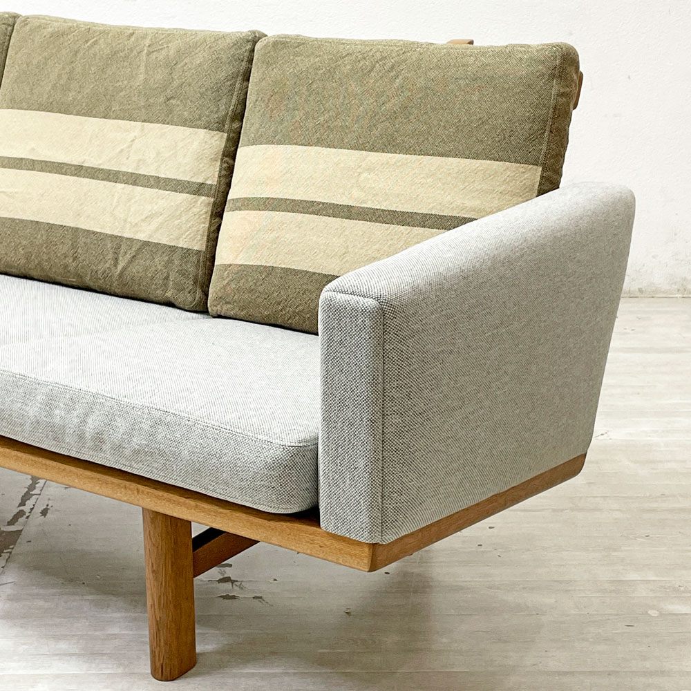 ゲタマ GETAMA GE236 3シーター ソファ ハンス・J・ウェグナー Hans J Wegner ファブリック マハラム社 モード生地 オーク無垢材 北欧 デンマーク ビンテージ ●