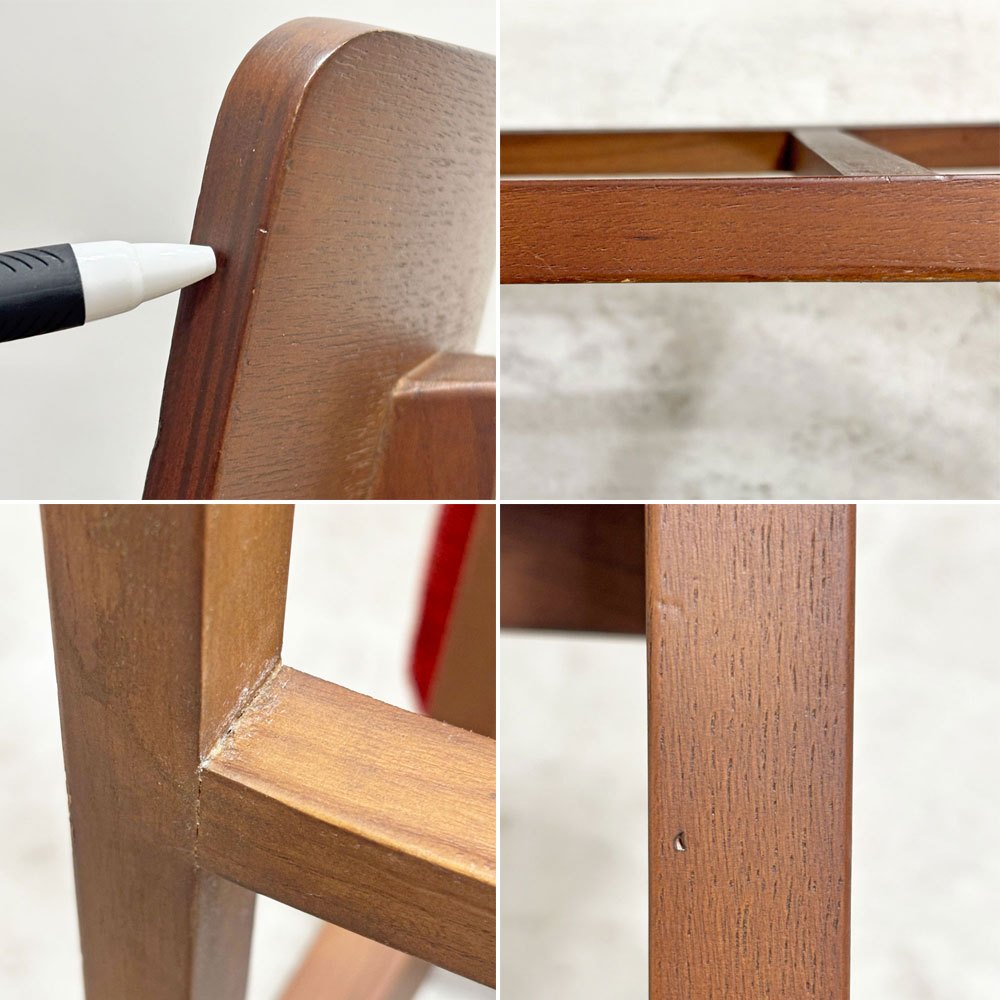 フランフラン Francfranc コムンチェア COMUN CHAIR ダイニングチェア アッシュ材 ファブリックシート レッドカラー 北欧スタイル 廃番 ●