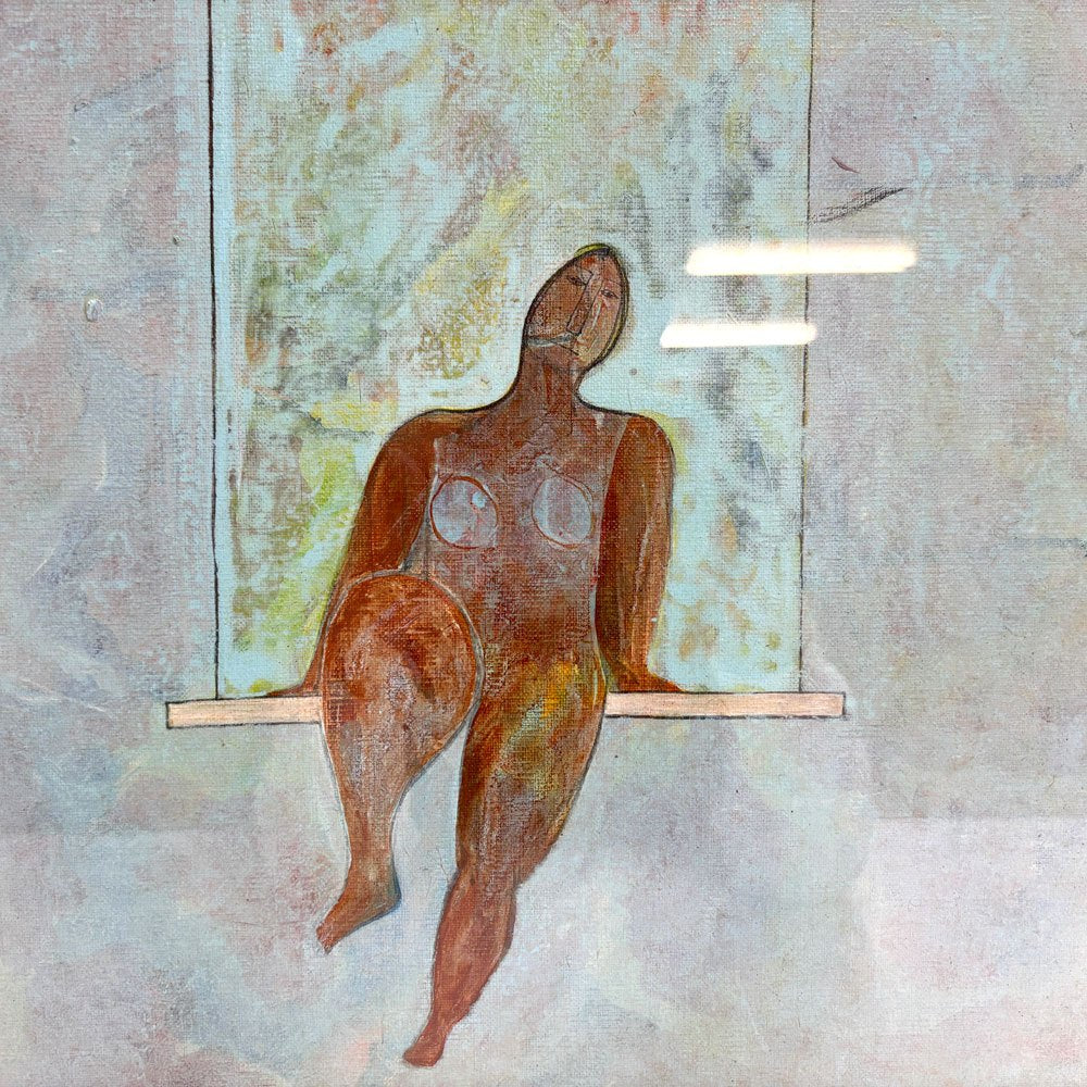 佐藤剛外 油彩画 窓辺の裸婦 油絵 洋画家 童話作家 自由美術協会会員 日本美術家連盟会員 額装品 ●
