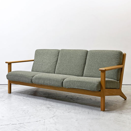 ウニコ unico ヴィスカ VISKA 3シーターソファ カバーリング オーク材 ナチュラルカラー グリーンファブリック 北欧スタイル W178cm ●