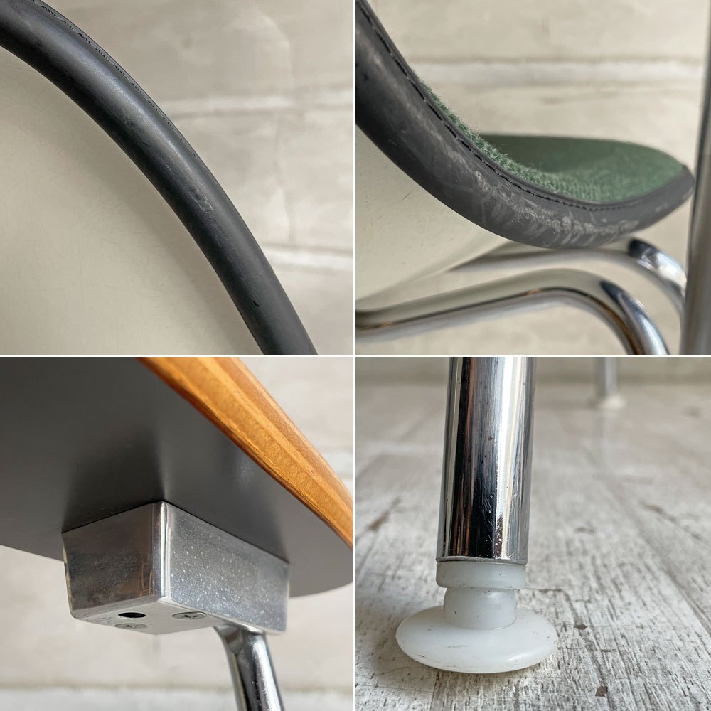 ハーマンミラー Herman Miller サイドシェルチェア セカンド 2nd ビンテージ アプホルスター スクールベース 肘掛けテーブル付 イームズ ミッドセンチュリー B  ♪