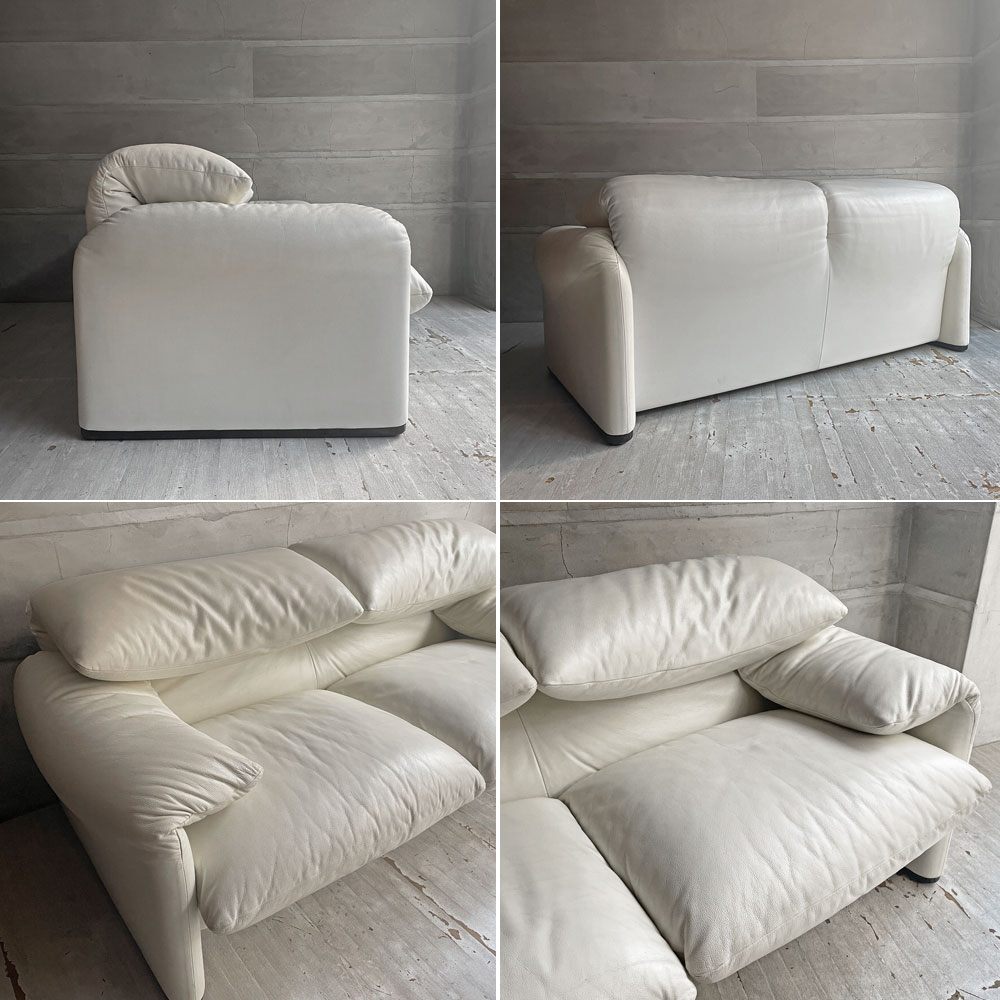 カッシーナ Cassina 675-2P マラルンガ MARALUNGA 2Pソファ  2人掛け レザー 本革 ホワイト ヴィコ・マジストレッティ ♪