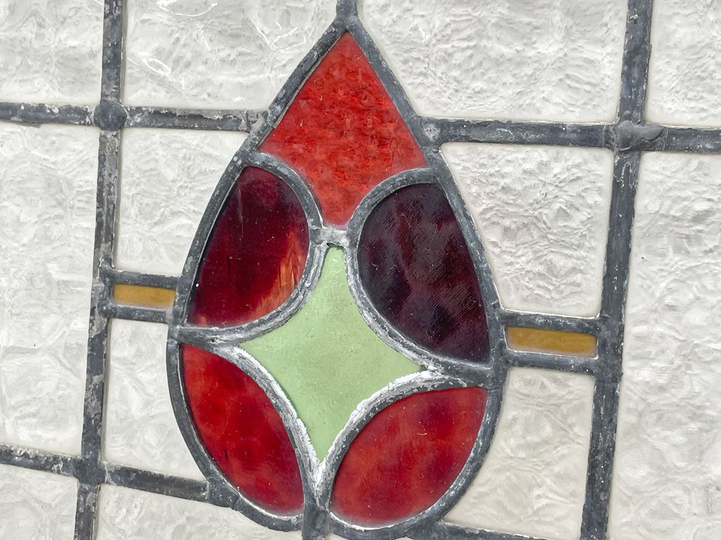 ヨーロピアンビンテージ ステンドグラス stained glass 木枠 窓枠 ディスプレイ パネル 店舗什器 シャビーシック ラスティック 〓