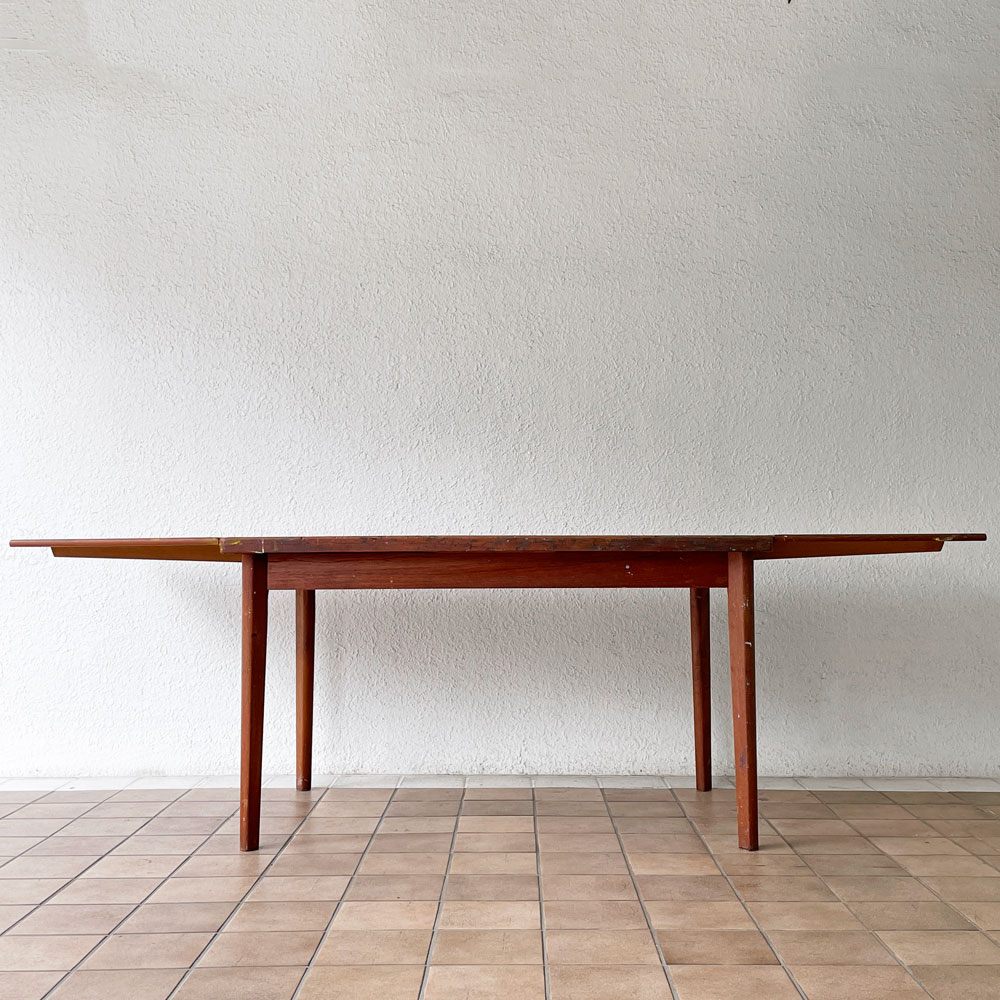 デンマークビンテージ Danish Vintage チーク材 エクステンション ダイニングテーブル ワークテーブル 作業台 伸長式 北欧家具 画家アトリエにて使用 ◇