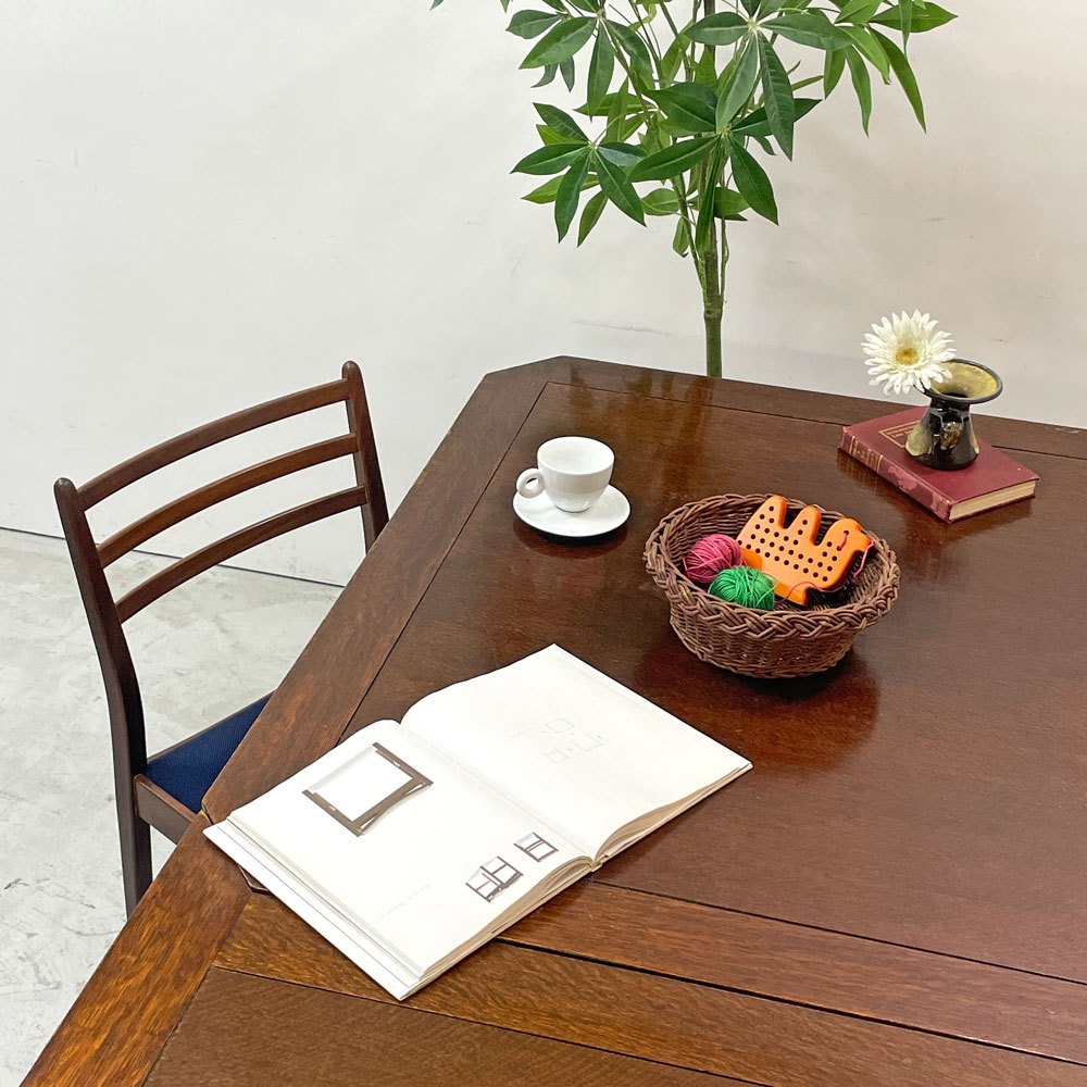 UKビンテージ Vintage ドローリーフテーブル 伸長式 オーク材 ビッグバルボスレッグ 英国家具 アンティーク ●