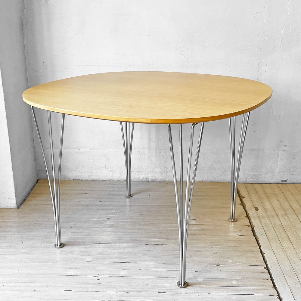 フリッツハンセン Fritz Hansen Bテーブル スーパー円テーブル ダイニングテーブル ビーチ材 ピート・ハイン ブルーノ・マットソン アルネ・ヤコブセン デンマーク 北欧家具 廃番希少 ★