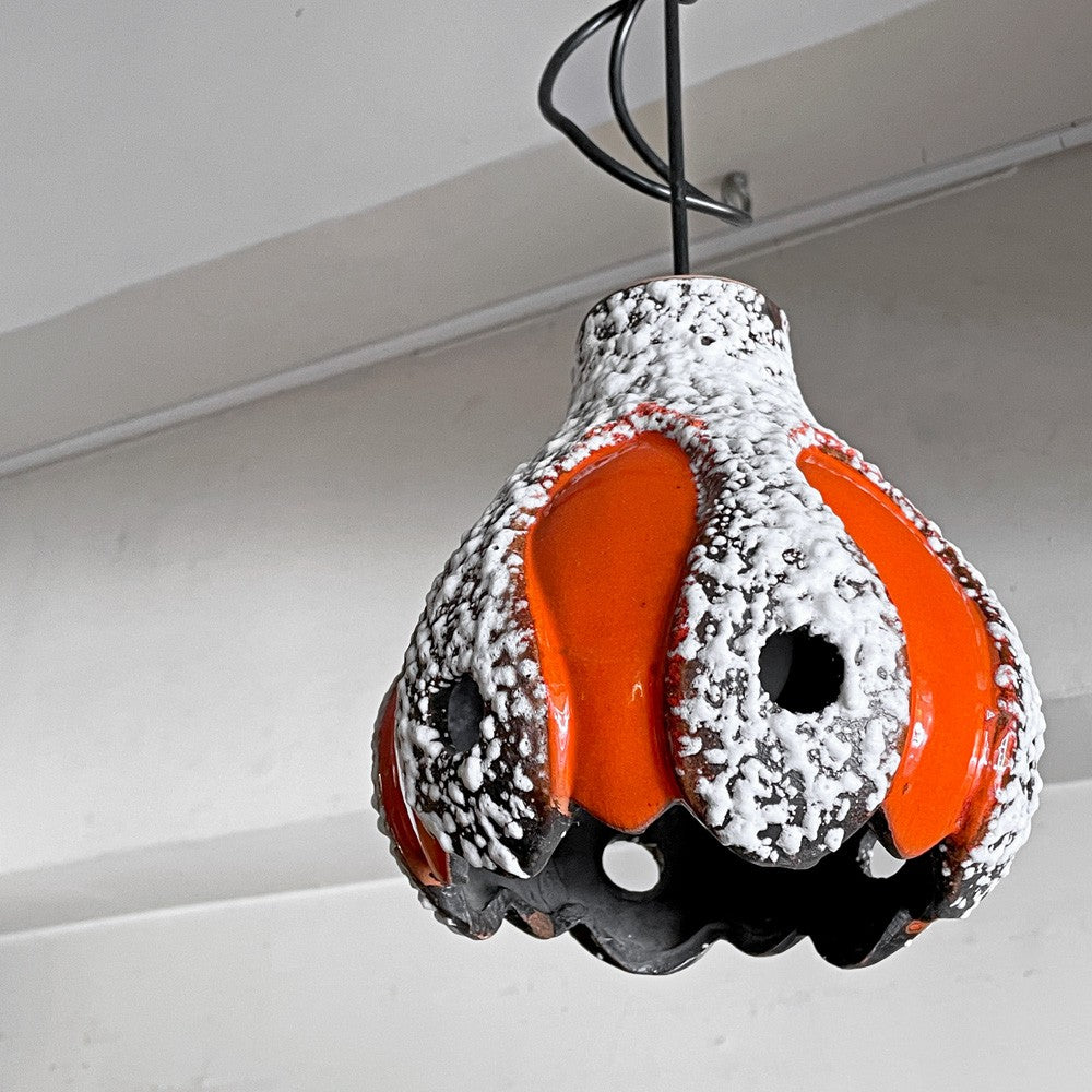 ファットラヴァ Fat lava ペンダントランプ ペンダントライト 陶製シェード セラミック 照明 Φ19cm 西ドイツ ビンテージ 希少 ■