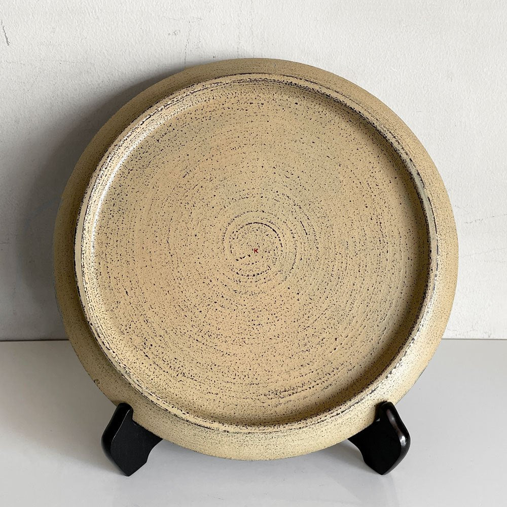 工房くさなぎ 高台皿 リム プレート 平皿 大皿 木製 漆塗 Φ29.5 現代作家 ■