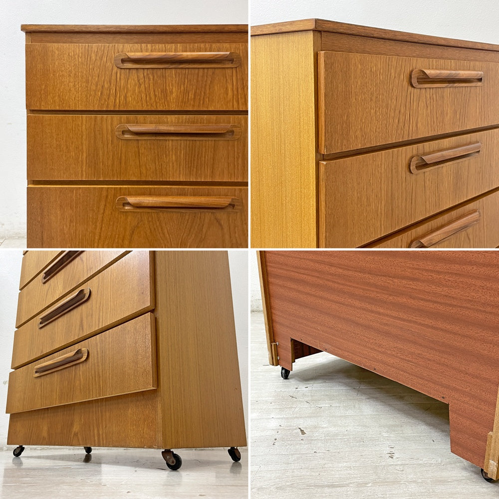 JSサコルファニチャー JS sakol furniture チェスト キャビネット チーク材 5ドロワー 北欧スタイル スコットランド ビンテージ ●