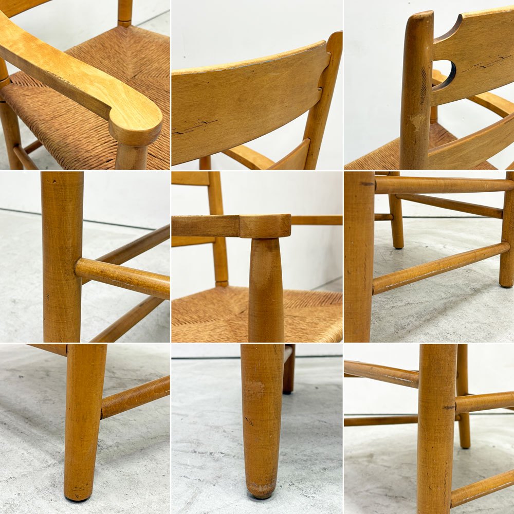 イーセンアーレン ETHAN ALLEN ラダーバック アームチェア ダイニングチェア ハイバックチェア ラッシ編み クラシカルデザイン ●