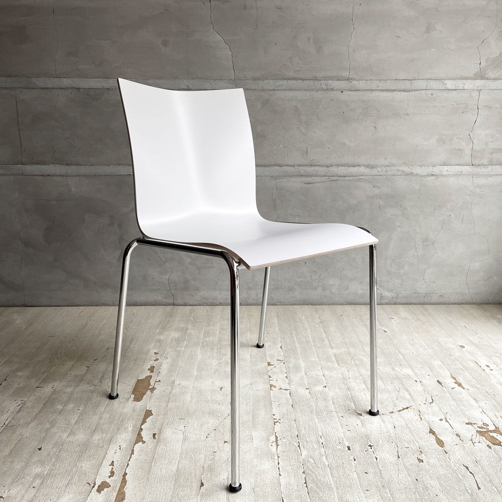 エンゲルブレヒト Engelbrechts チャリックチェア CHAIRIK Chair 101 ダイニングチェア スタッキング 4本脚 ホワイト プライウッド スチール デンマーク 未使用品 定価63,800円 ♪
