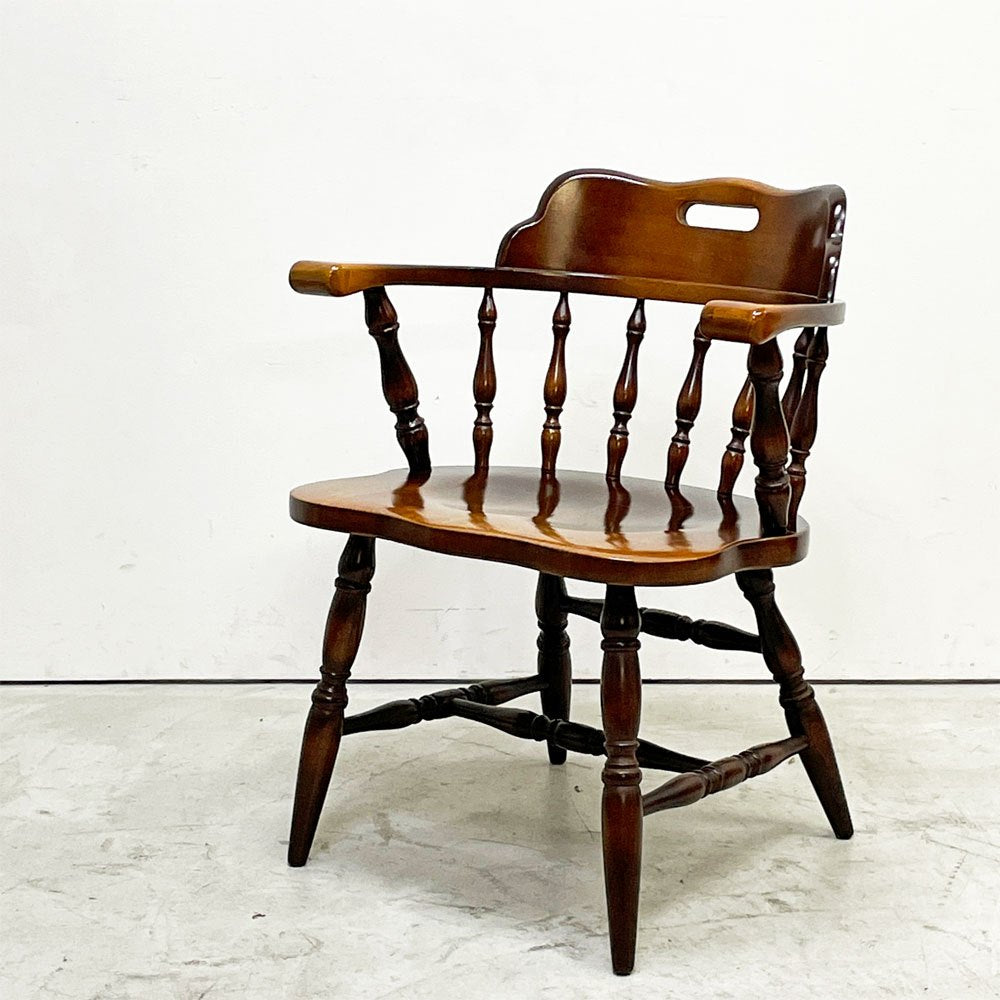 飛騨産業 HIDA キツツキ 穂高シリーズ キャプテンチェア アームチェア 木製肘付椅子 ウィンザースタイル 廃番 ●