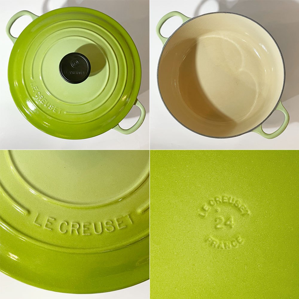 ルクルーゼ LE CREUSET ココットロンド 両手鍋 フルーツグリーン 24cm 鋳物 フランス ★
