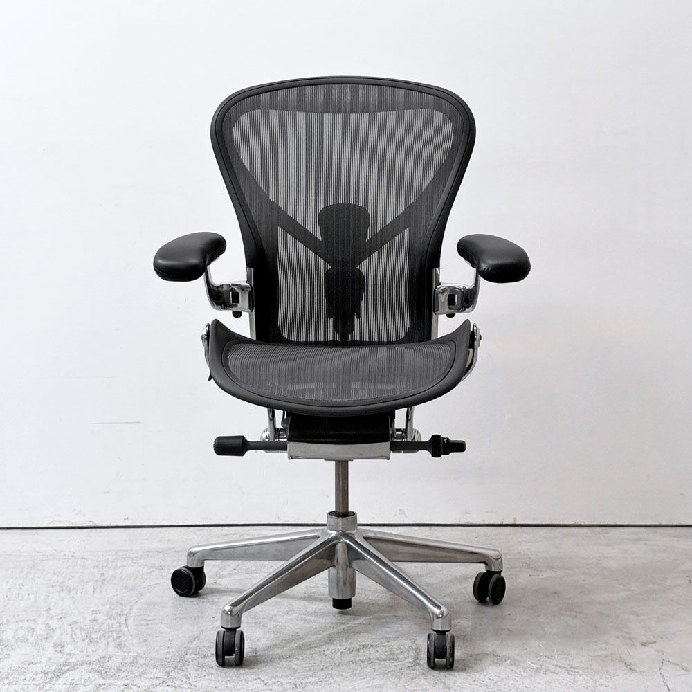 ハーマンミラー Herman Miller アーロンチェア リマスタード フル装備 Bサイズ ポリッシュドアルミニウムベース ポスチャーフィット ビル・スタンフ ＆ ドン・チャドウィック ●