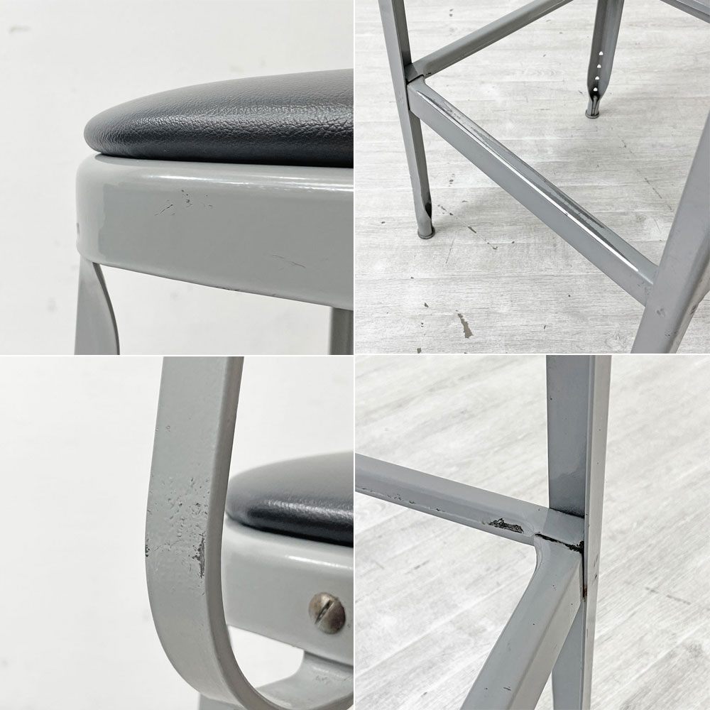 リオン LYON ファクトリー チェア FACTORY CHAIR カウンターチェア グレー バックレスト クッション PVCレザー 座面高69cm パシフィックファニチャーサービス  P.F.S取り扱い A ●