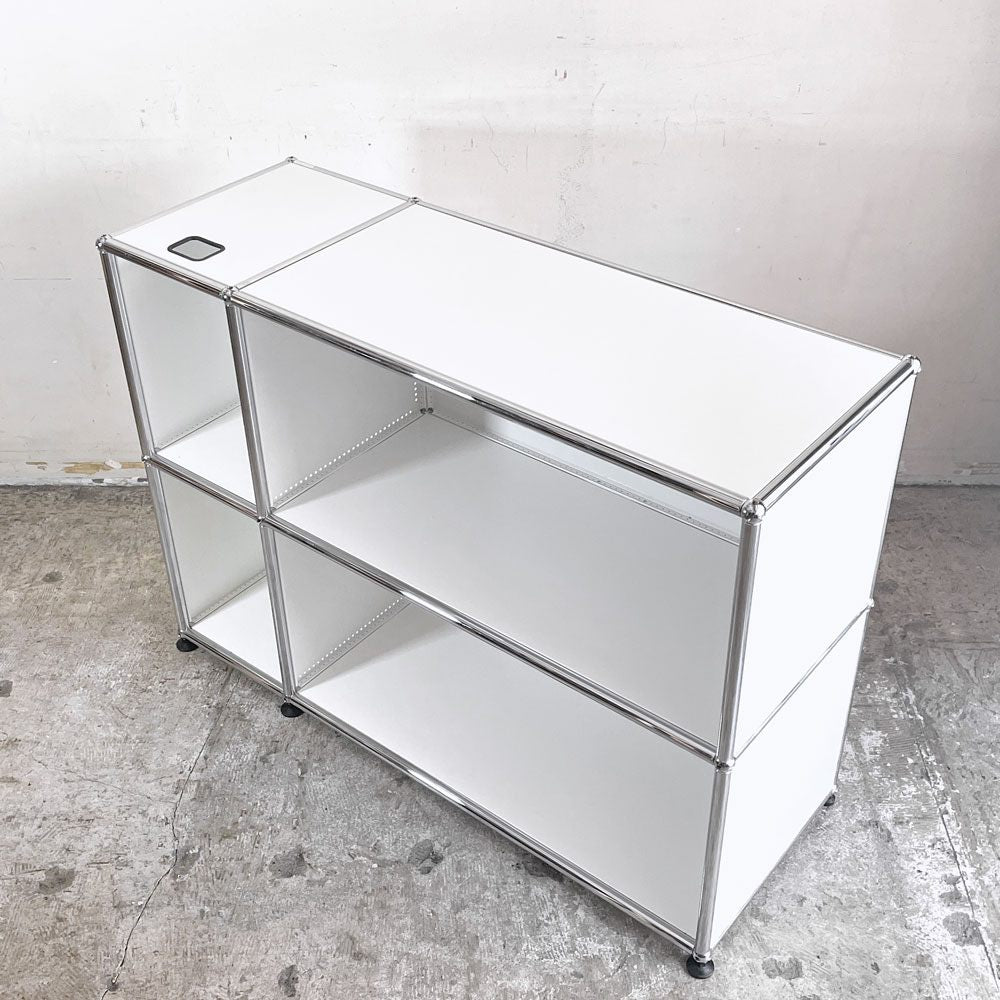 USMハラー USM Haller モジュラーファニチャー Modular Furniture ハラーシステム キャビネット シェルフ 本棚 2列2段 ホワイト スイス ■