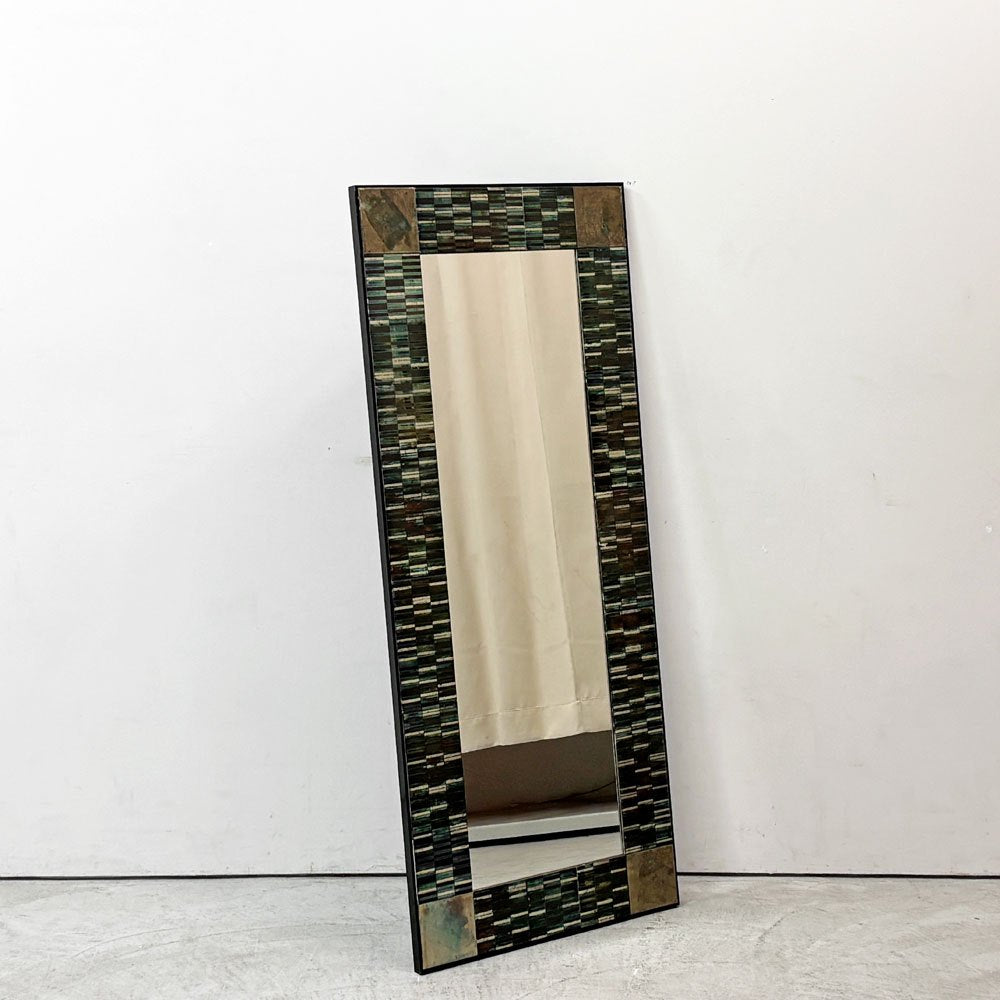 モザイクタイルフレーム Mosaic tile frame ウォールミラー 鏡 姿見 アジアンリゾートスタイル H121cm  ●