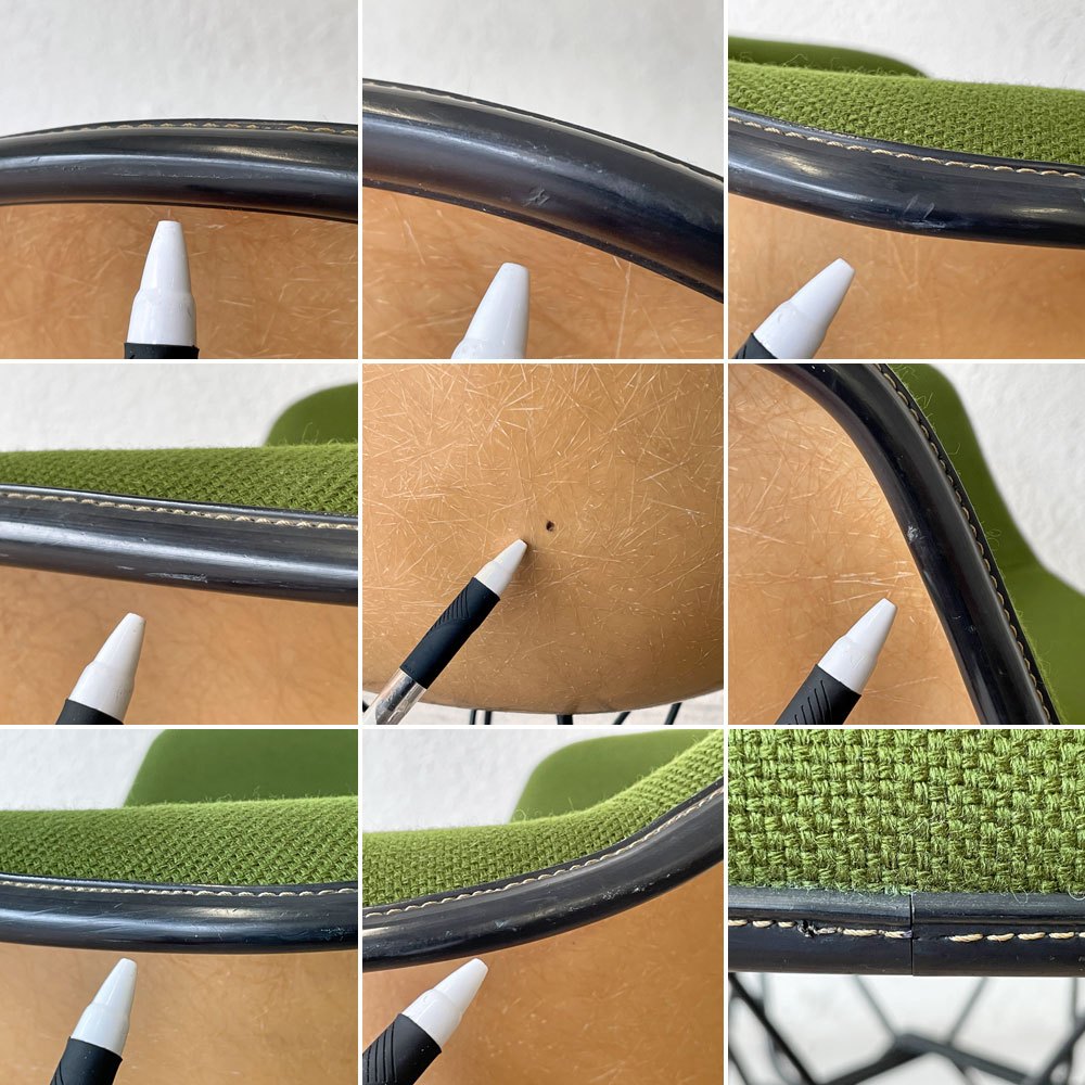 ハーマンミラー Herman Miller アームシェルチェア セカンド 2nd アプホルスター エンボスレス エッフェルベース 張り替え済み イームズ ◇