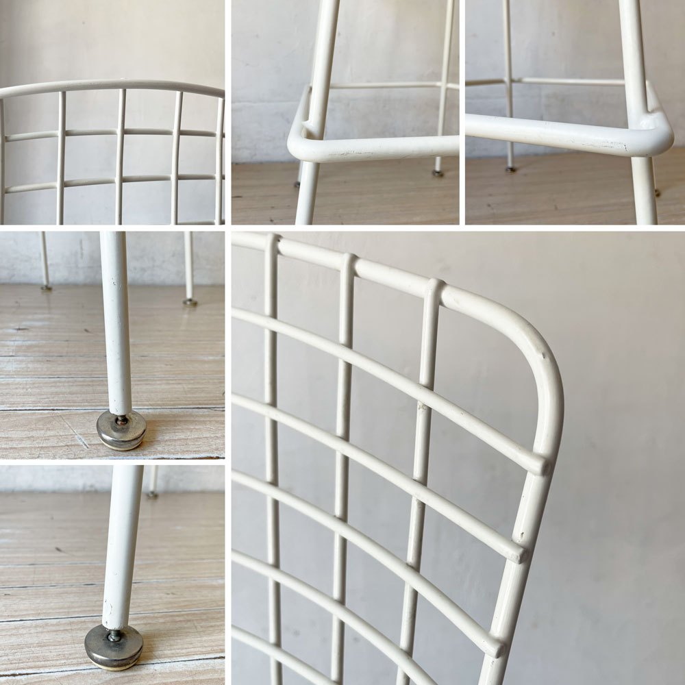 ノル Knoll Counter Height Stool カウンター ハイスツール ワイヤーチェア ホワイト ハリー・ベルトイア ミッドセンチュリー シートパッド付き ビンテージ ★