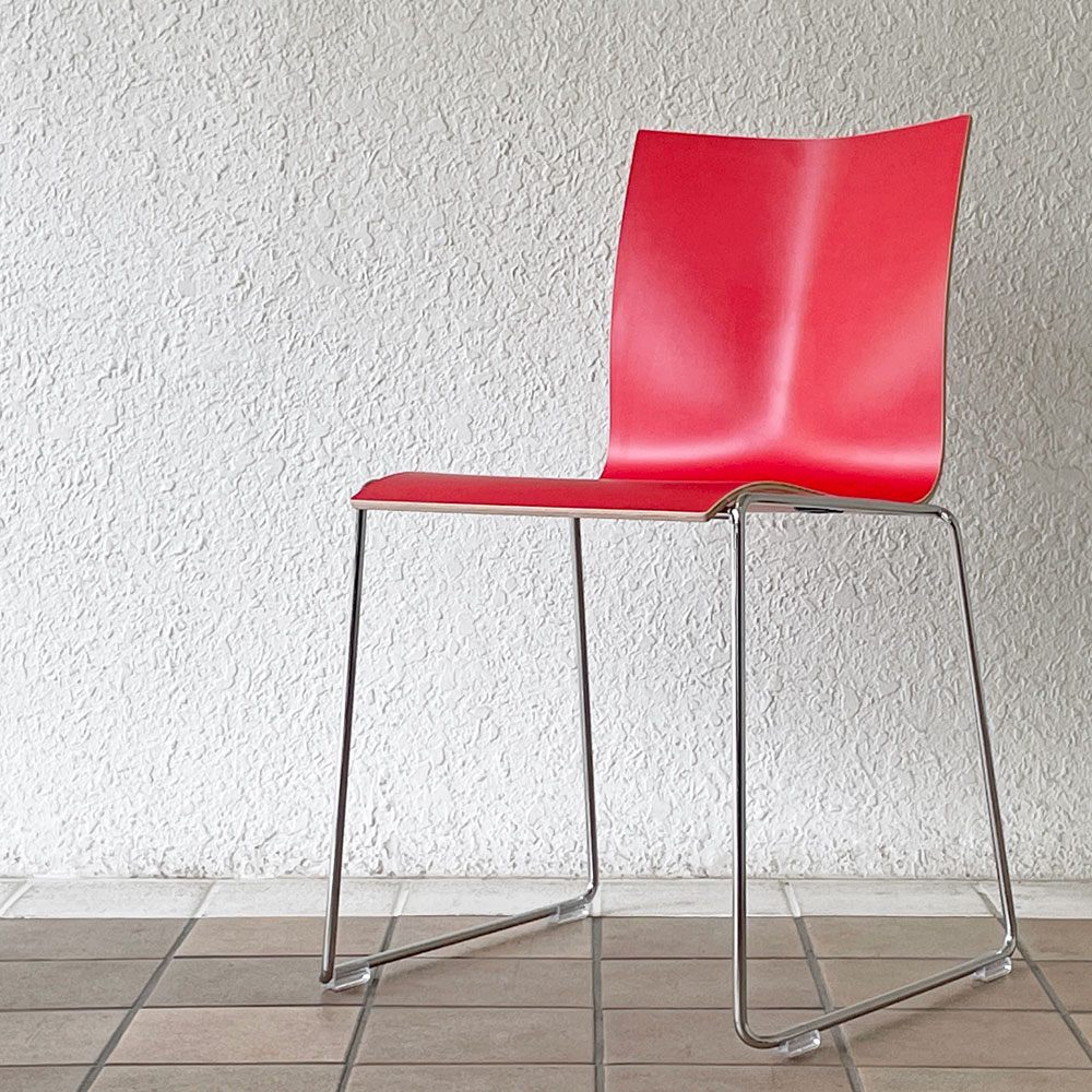 エンゲルブレヒト Engelbrechts チャリック CHAIRIK 107 ダイニングチェア スタッキング そり足 レッド 未使用品 デンマーク A ◇