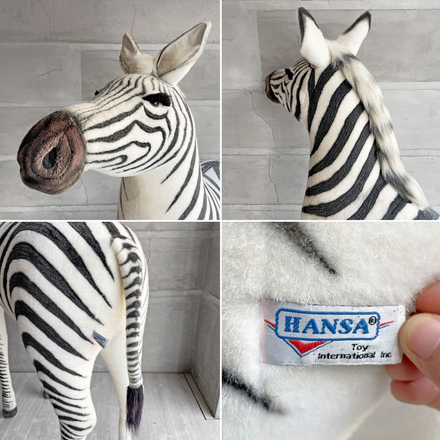 ハンサ HANSA シマウマ ZABRE ゼブラ H135cm ぬいぐるみ オブジェ インテリア ♪