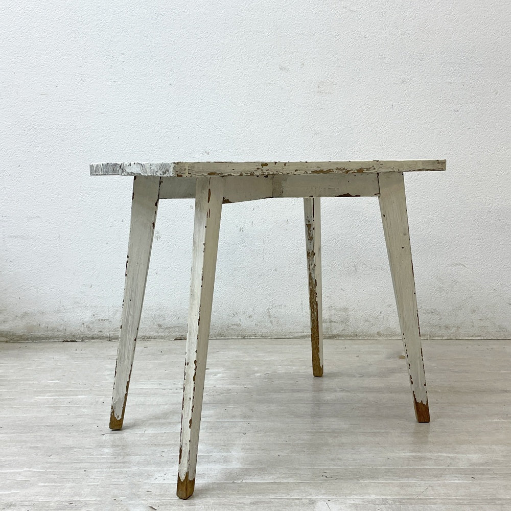 ビンテージ vintage ホワイトペインテッド スモールテーブル サイドテーブル シャビーシック W58cm ホワイト ●