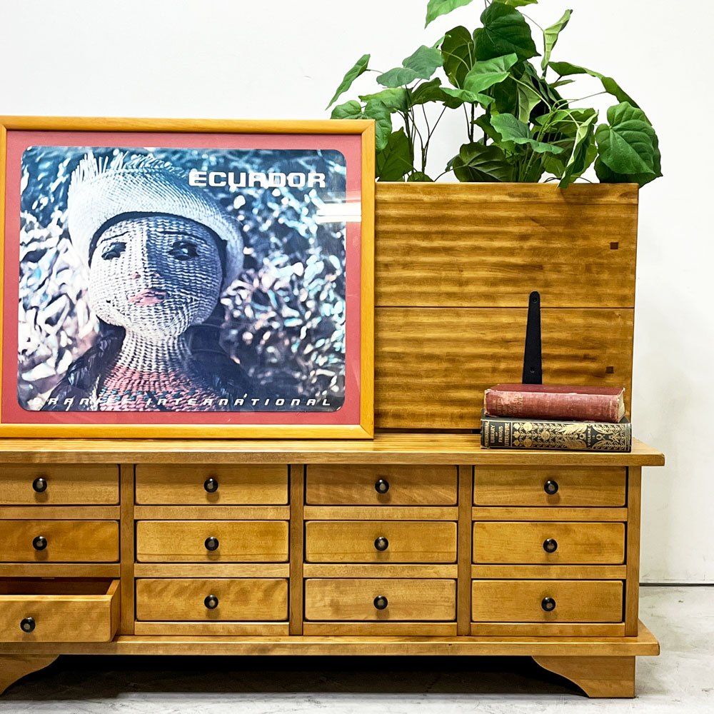 ローラアシュレイ Laura Ashley ギャラット Garrat コーヒーテーブル ラージ 樺無垢材 12ドロワー 収納ボックス ダークブラウン アンティークスタイル 英国 ●