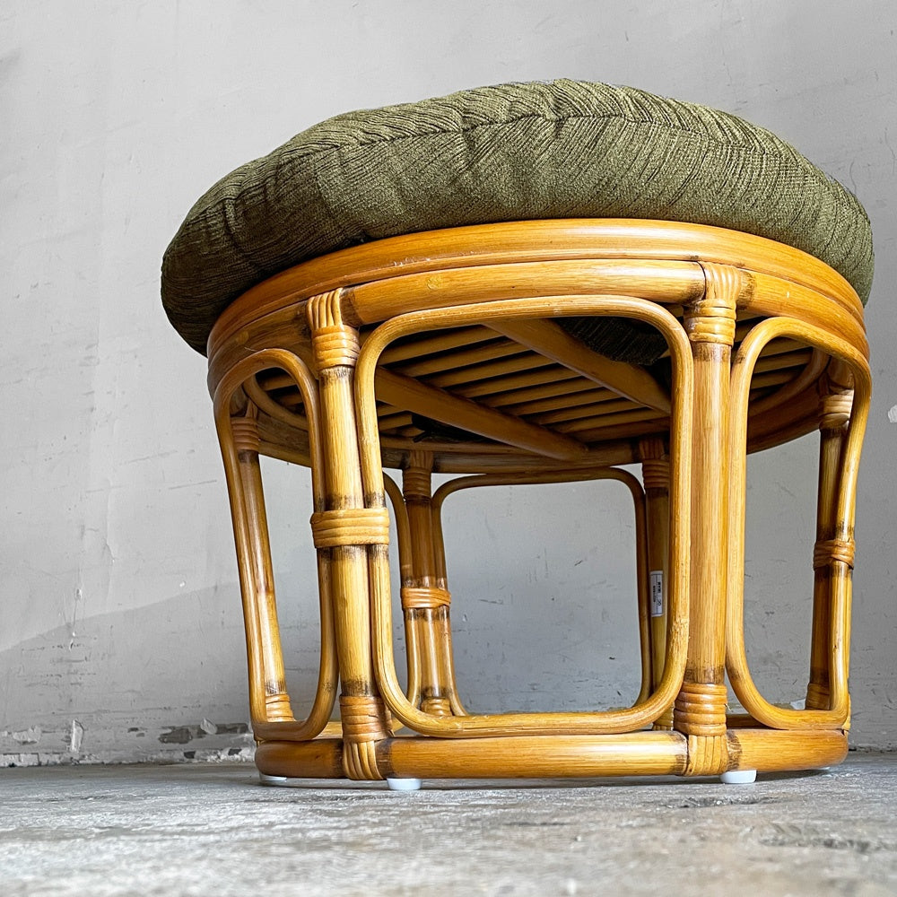 アクメファニチャー ACME Furniture ウィッカー WICKER ラタンフレーム オットマン スツール グリーン系 ファブリック  西海岸スタイル ■