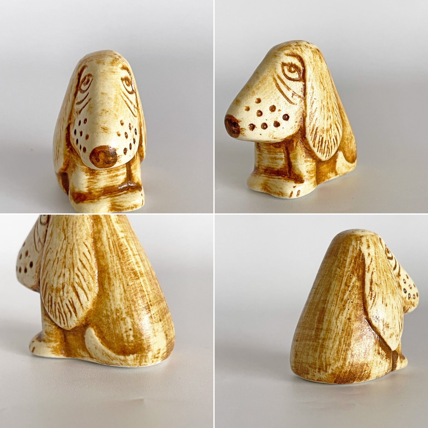 グスタフスベリ GUSTAVSBERG リサラーソン Lisa Larson ミニ ズー バセットハウンド フィギュリン ブラウン 陶器 2011年 ハンドメイド スウェーデン 北欧雑貨 ■