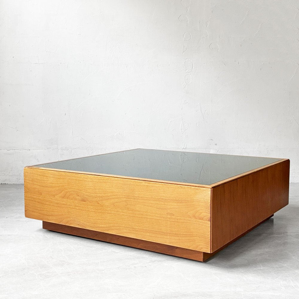 アクタス ACTUS フィーノ FINO CENTER TABLE センターテーブル ローテーブル スクエア W80cm ガラス×ウォールナット材 抽斗2杯 廃番 ★