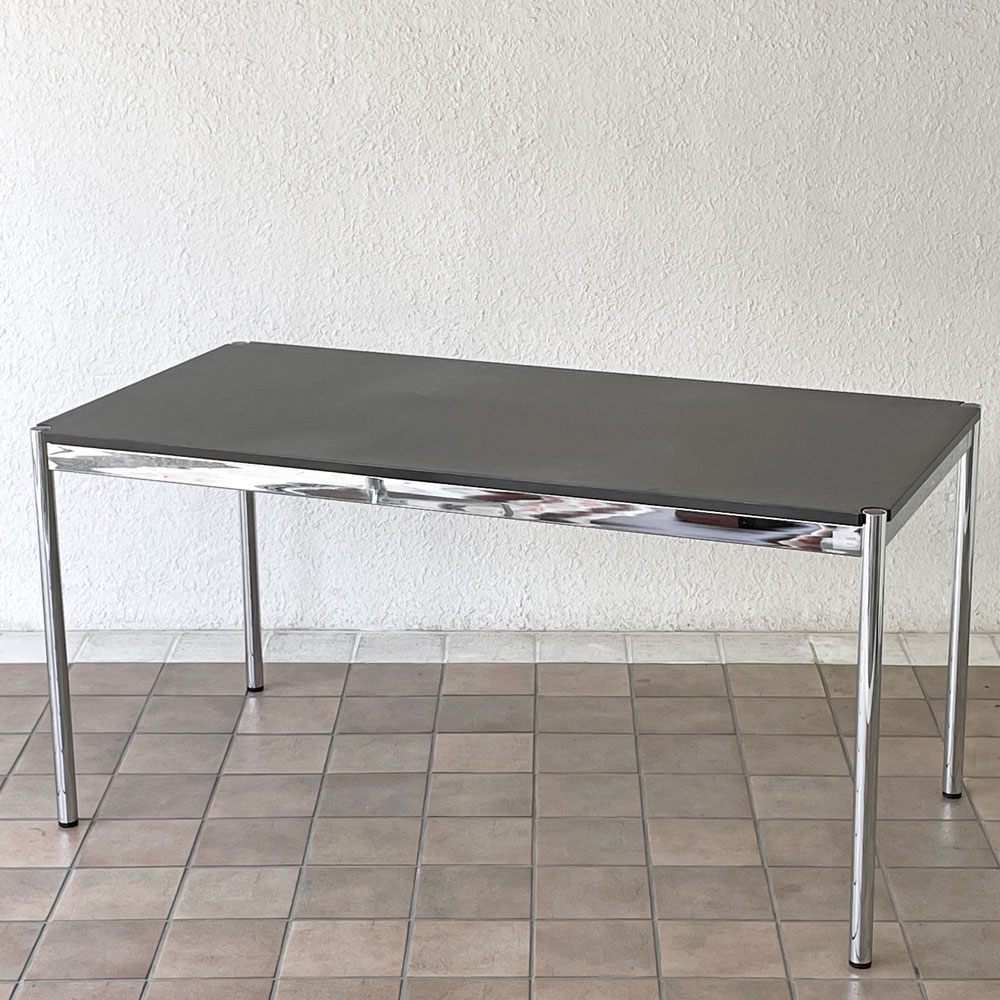 ユーエスエムハラー USM Haller モジュラーファニチャー ハラーテーブル デスク W150×D75cm チャコールリノリウム 高さ調節機能付 スイス ◇