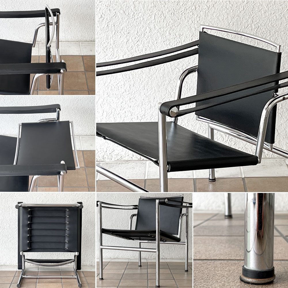 ル・コルビュジェ Le Corbusier LC1 スリングチェア ブラックレザー 名作家具 リプロダクト品 ◇