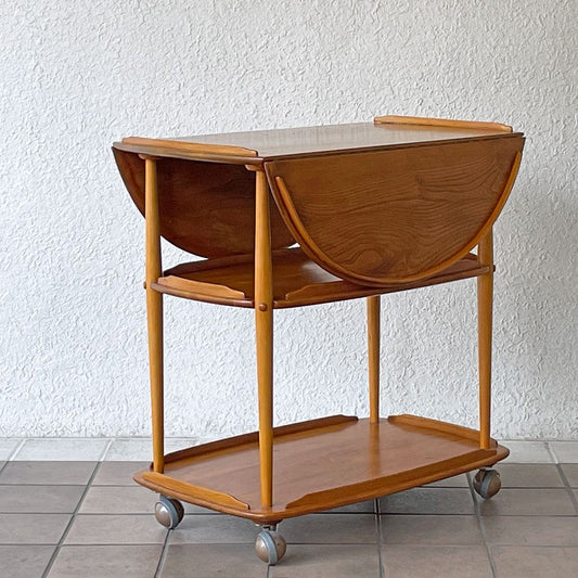 アーコール Ercol バタフライワゴン キッチンワゴン 伸長式 キャスター エルム材 英国 UKビンテージ ◇
