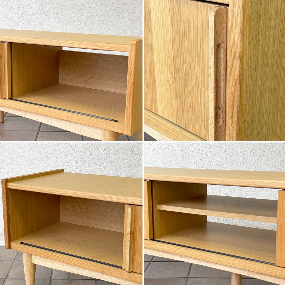 一生紀 ISSEIKI コティット KOTITO テレビボード AVボード スライド扉 オーク材 W152cm ナチュラル 北欧テイスト 定価￥28,990- ◇