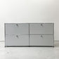 ユーエスエム ハラー USM Haller モジュラーファニチャー キャビネット シェルフ 2列2段 ライトグレー W152×H74cm ドロップダウンドア×2＋エクステンションシェルフ ×2 ハンギングフレーム×4 スイス ●