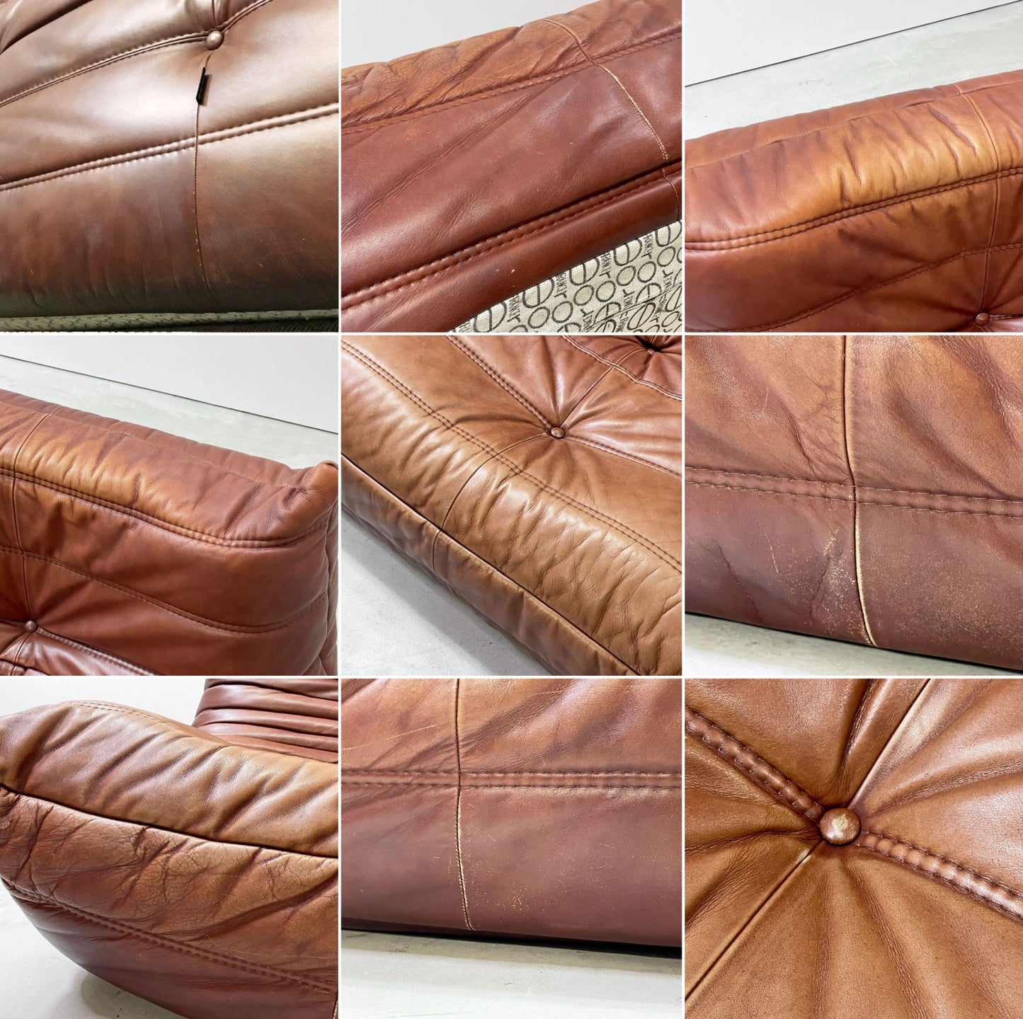 リーンロゼ ligne roset トーゴ TOGO 3Pソファ 3人掛けソファ 3シーター 本革 ブラウン ミッシェル・デュカロワ Michel Ducaroy ●