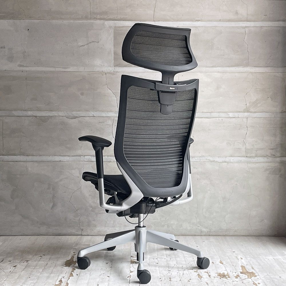 オカムラ okamura バロンチェア Baron Chair デスクチェア エクストラハイバック グラデーションサポートメッシュ 可動ヘッドレスト アジャストアーム ♪