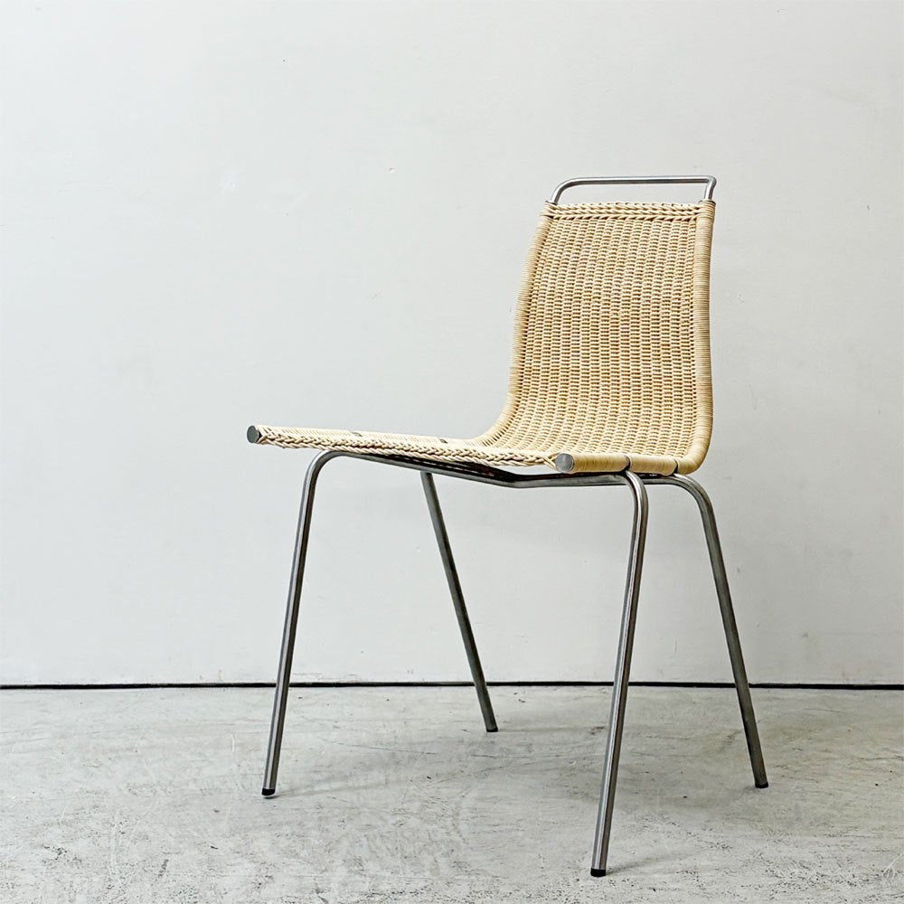 カールハンセン＆サン Carl Hansen & Son PK1 ダイニングチェア スタッキングチェア ラタン 籐 スチール ポール・ケアホルム Poul Kjaerholm 北欧 デンマーク モダン 廃番希少 A ●