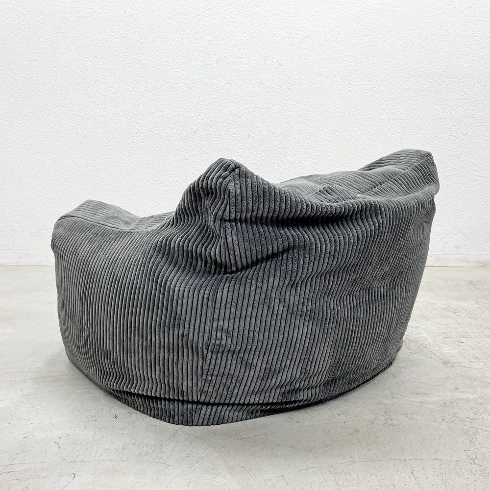 ルージー LOOSY ハグミー HUGME 1人掛けビーズソファ＋オットマン チャコール コーデュロイ 〓