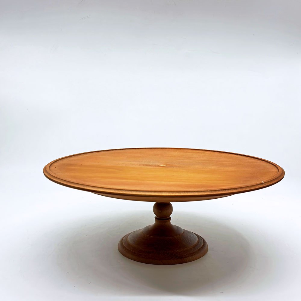 イッカ ICCA ろくろ脚のケーキスタンド Cake Stand Φ24cm 桜材 テーブルウェア 収納袋付き ●