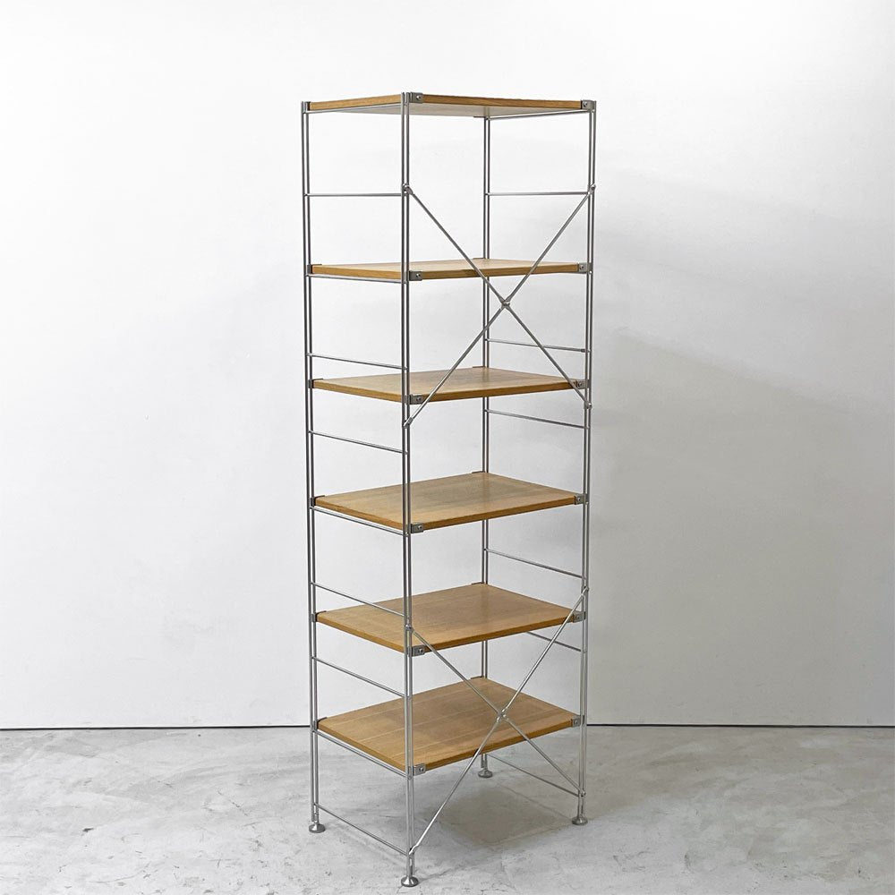 無印良品 MUJI ステンレスユニットシェルフ 6段 W58 H175.5cm スリム タモ材 オープンシェルフ 本棚 飾り棚 収納棚 定価￥41,900- ●