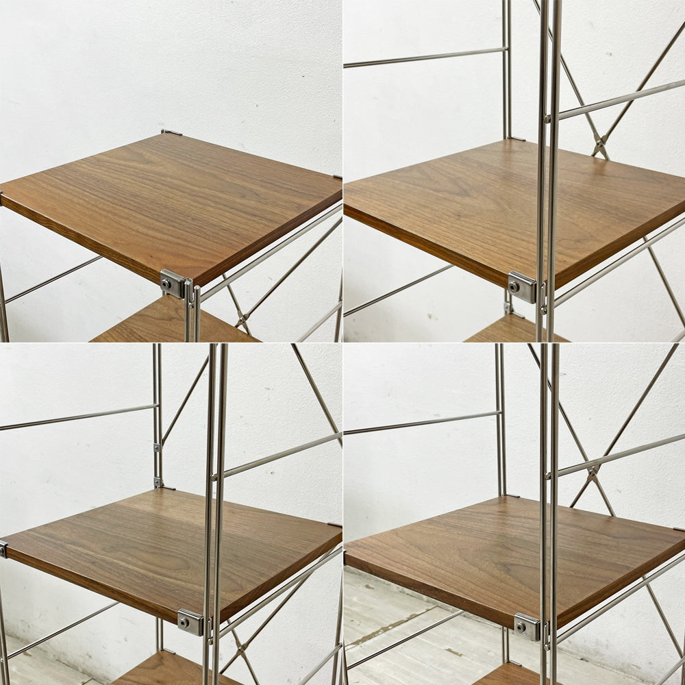 無印良品 MUJI ステンレスユニットシェルフ 1列5段 ウォールナット材 棚板5枚 W44×H175.5cm 定価35,410円 ●