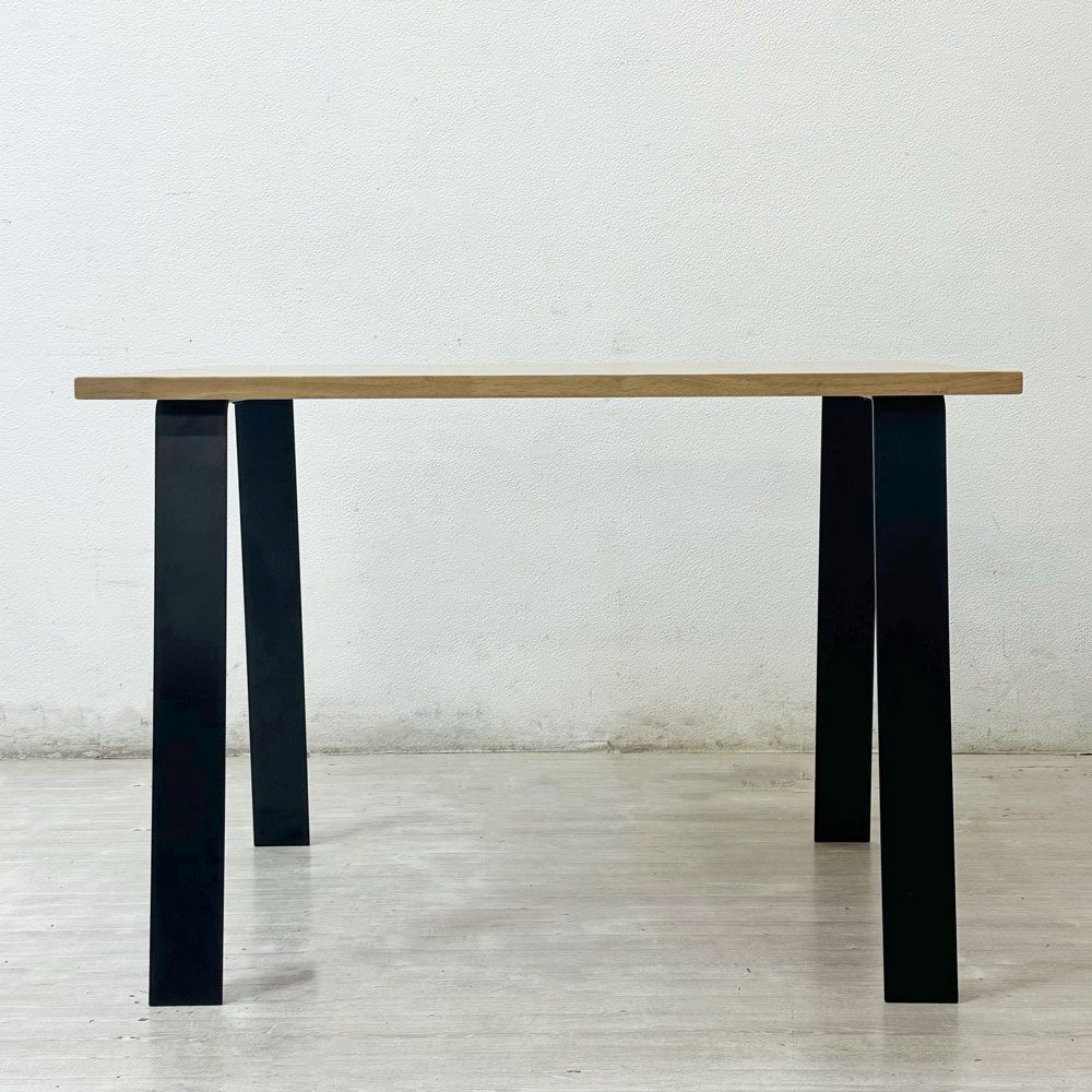 かなでもの KANADEMONO ザ・テーブル THE TABLE ダイニングテーブル デスク ラバーウッド無垢集成材 スチール W100cm ナチュラル インダストリアル ●